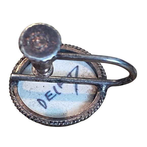 Vintage Delft Blue Porcelain Screw-Back Earrings With Windmill Design - Picture 3 of 11